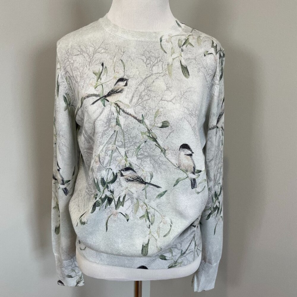 Ted Baker Women’s Sparkly Floral Bird Crewneck Sweater